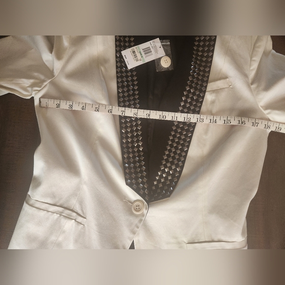 Sz 8 Jessica Simpson Cream Blazer & Black Lapel Studs - Picture 8 of 9